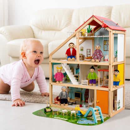 Little Teekies Wooden Dollhouse Playset with Dolls & Furniture
