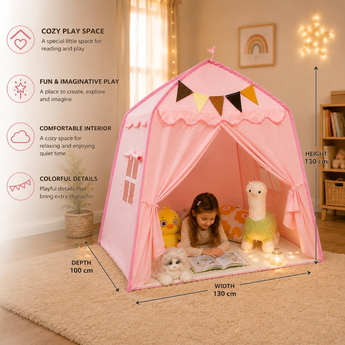 Little Teekie Kids Bed Canopy Play Tent Pink