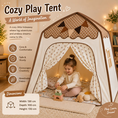 Little Teekie Kids Bed Canopy Play Tent Brown Polka Dot