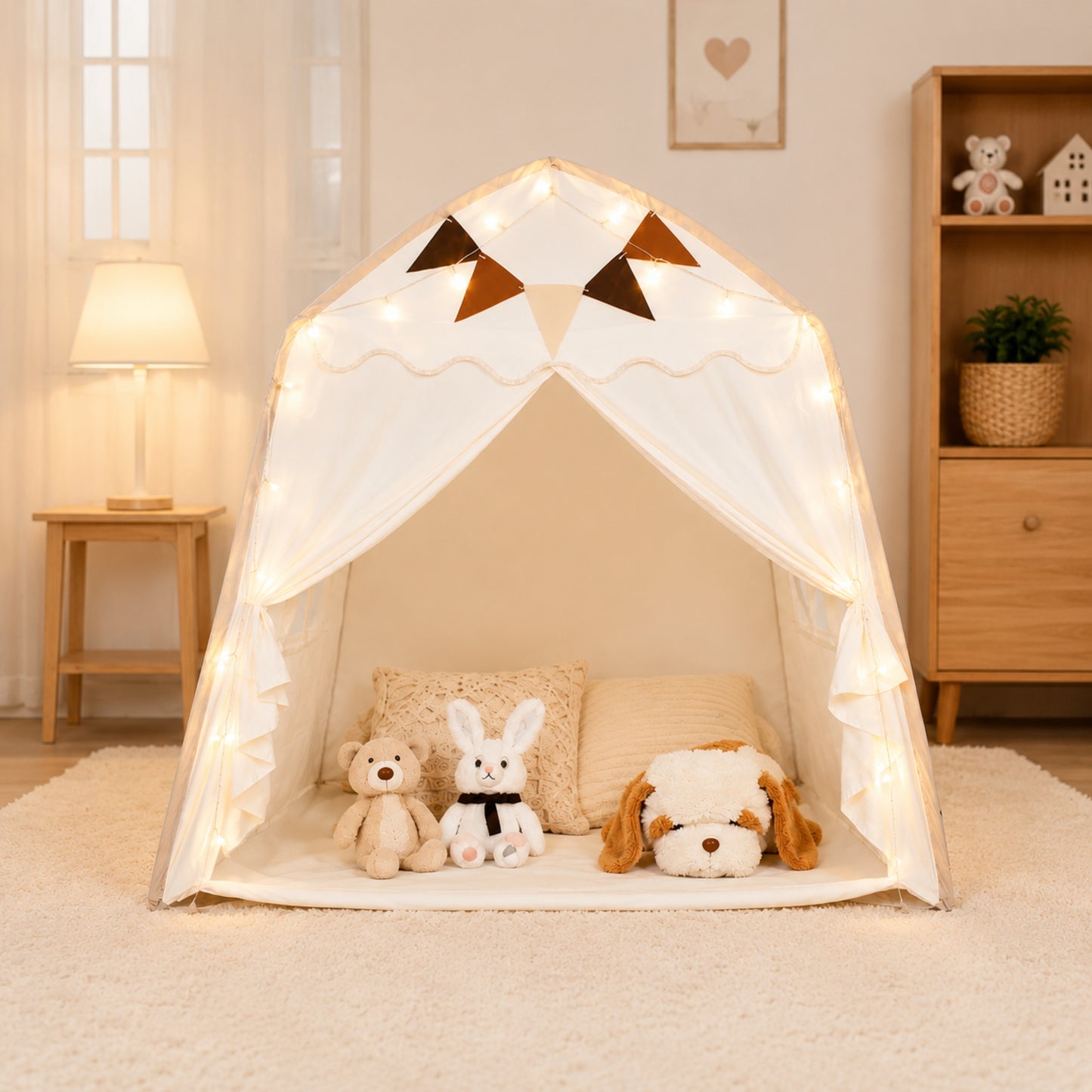 Little Teekie Kids Bed Canopy Play Tent Beige