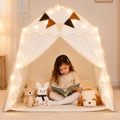 Little Teekie Kids Bed Canopy Play Tent Beige