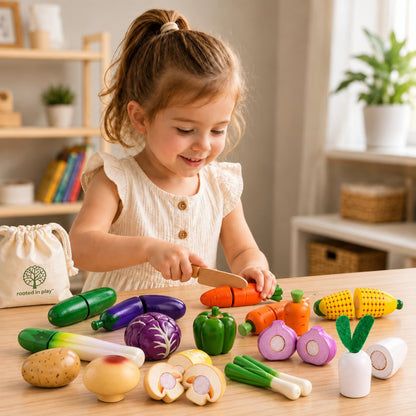 Little Teekie Wooden Fruit & Veggie Play Food Set