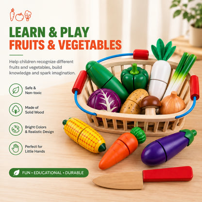 Little Teekie Wooden Fruit & Veggie Play Food Set