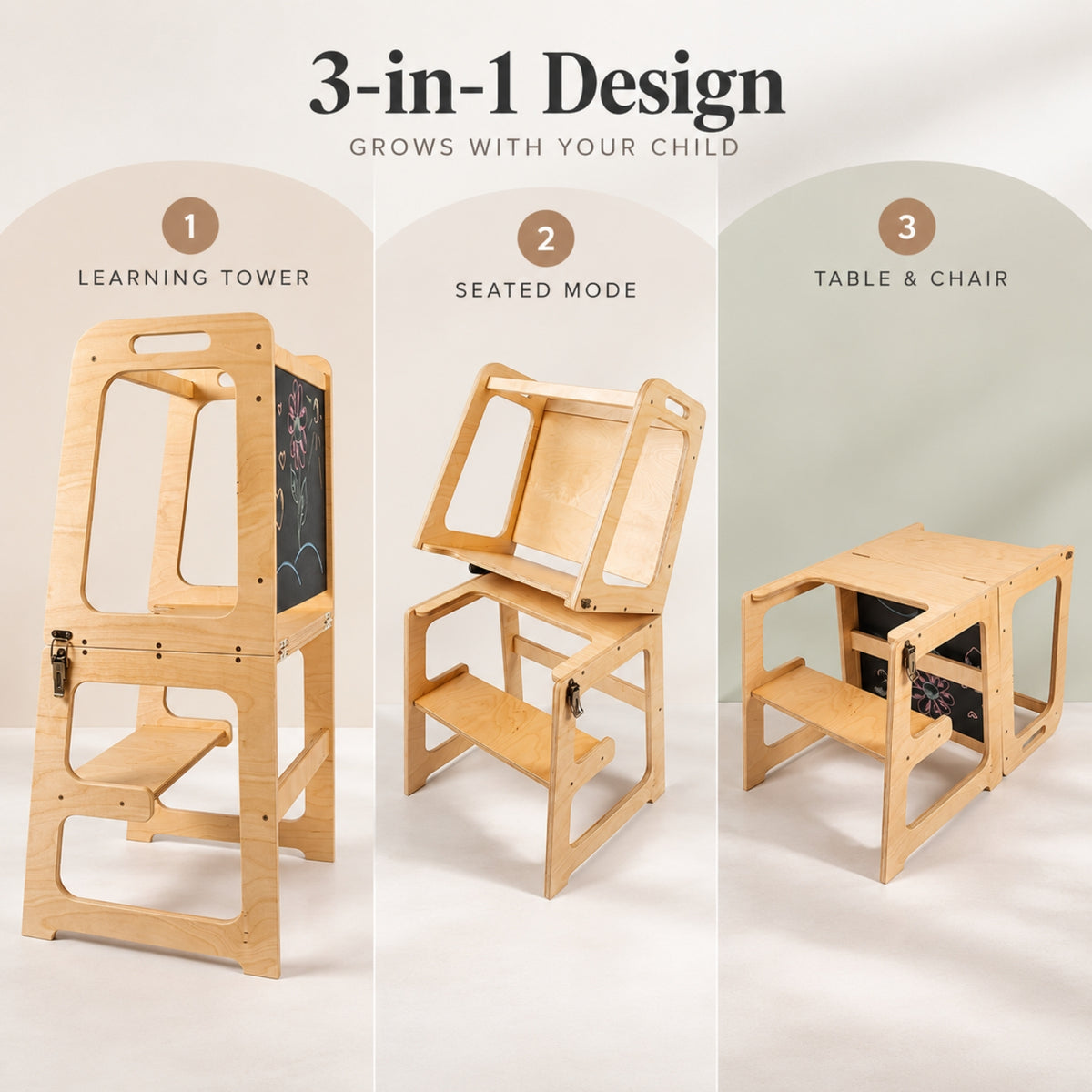 Little Teekie 3-in-1 Adjustable Wooden Learning Tower