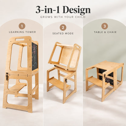Little Teekie 3-in-1 Adjustable Wooden Learning Tower