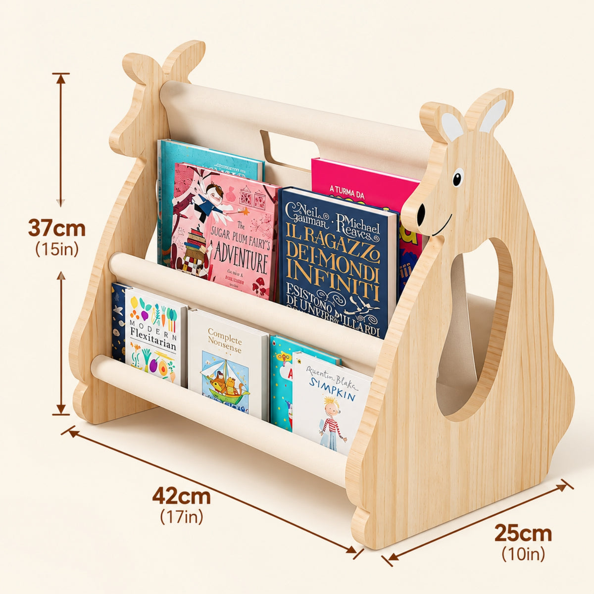 Little Teekie Kangaroo Book Storage | Kids Front-Facing Book Rack – Pebble