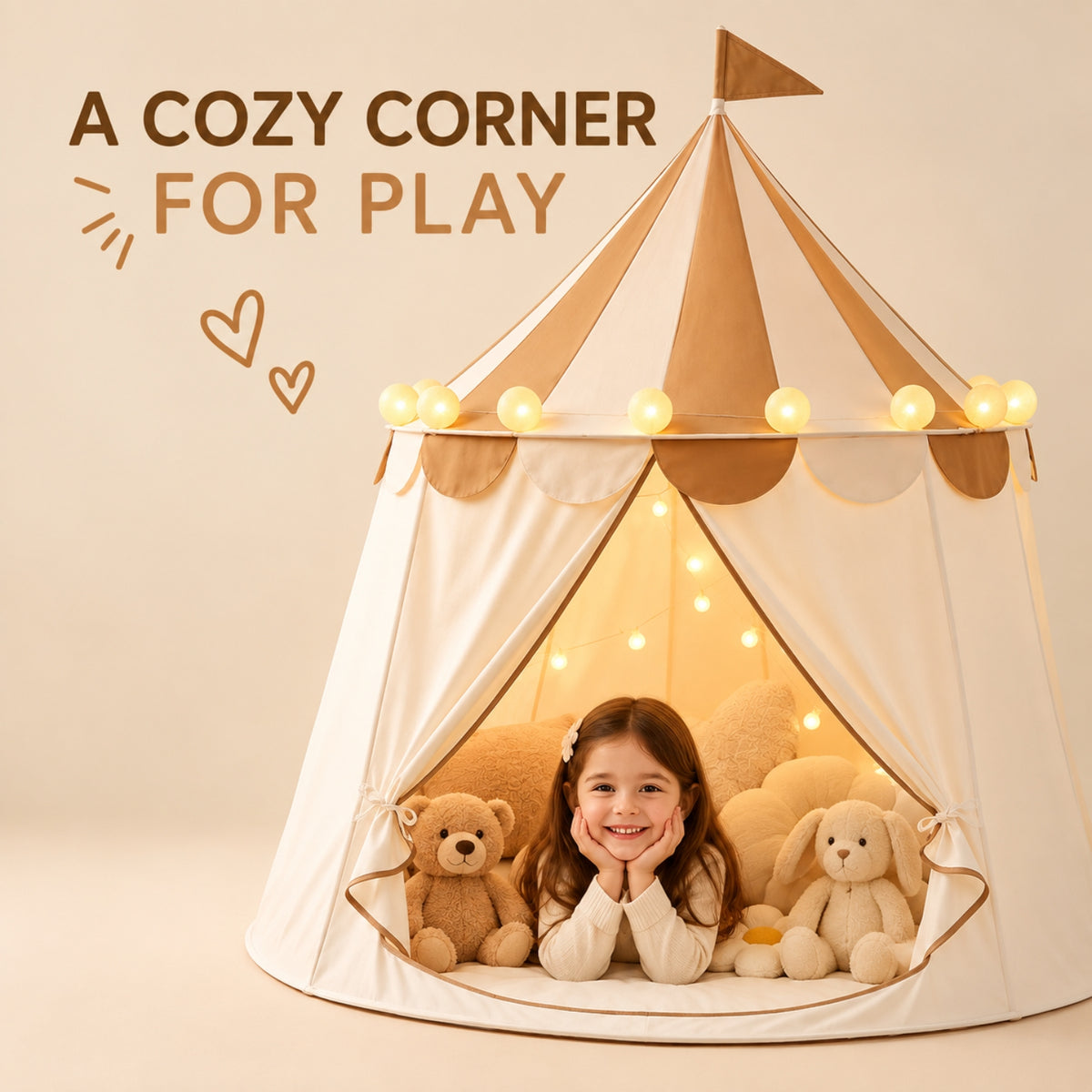 Little Teekie Pop-Up Pavilion Play Tent | Cotton Canvas Indoor Outdoor Kids Tent