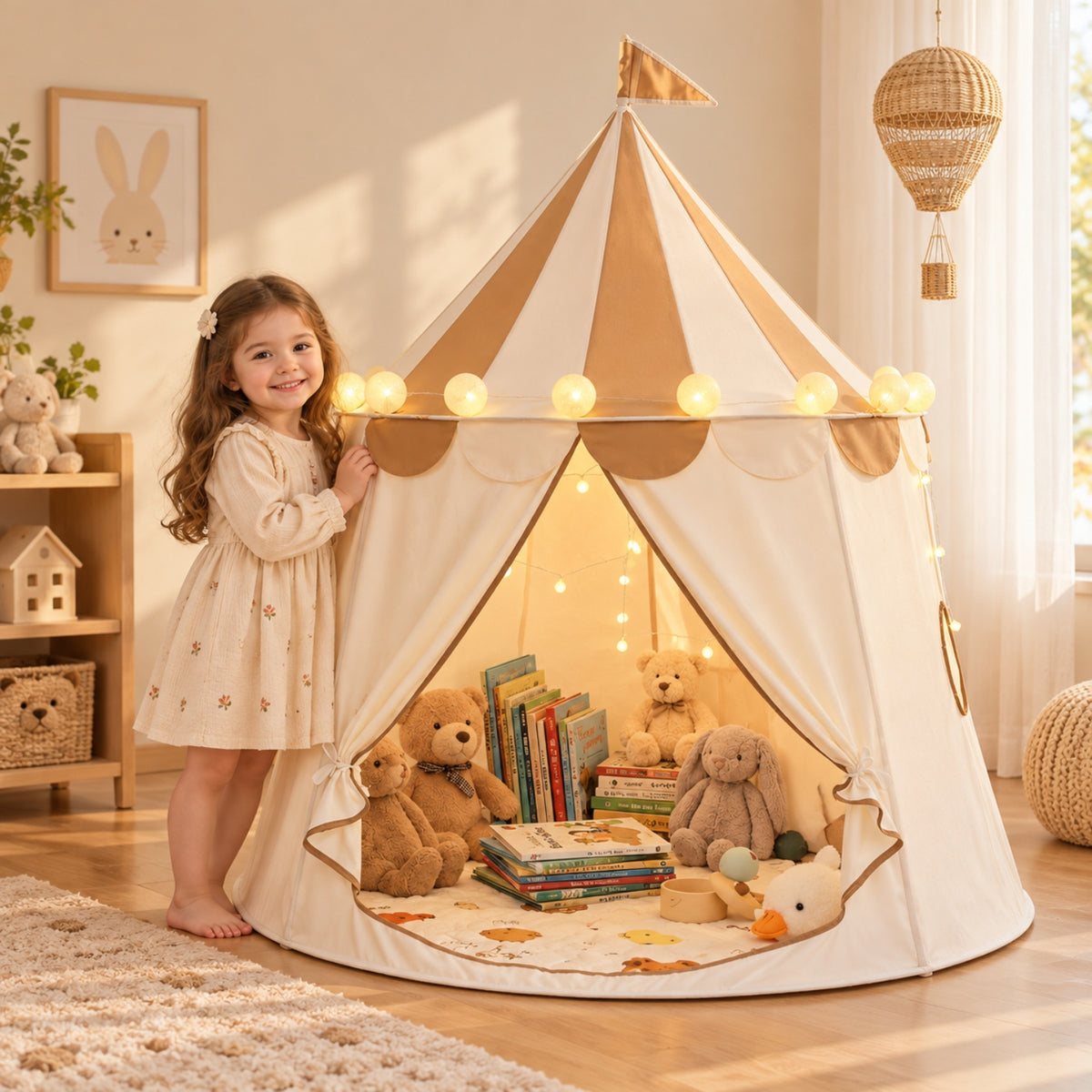 Little Teekie Pop-Up Pavilion Play Tent | Cotton Canvas Indoor Outdoor Kids Tent