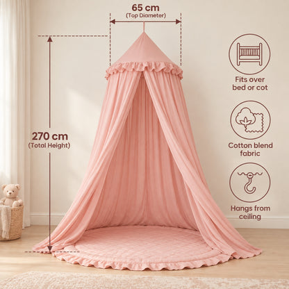 Little Teekie Kids Bed Canopy | Soft Drape, Doubles as Storage – Dusky Pink