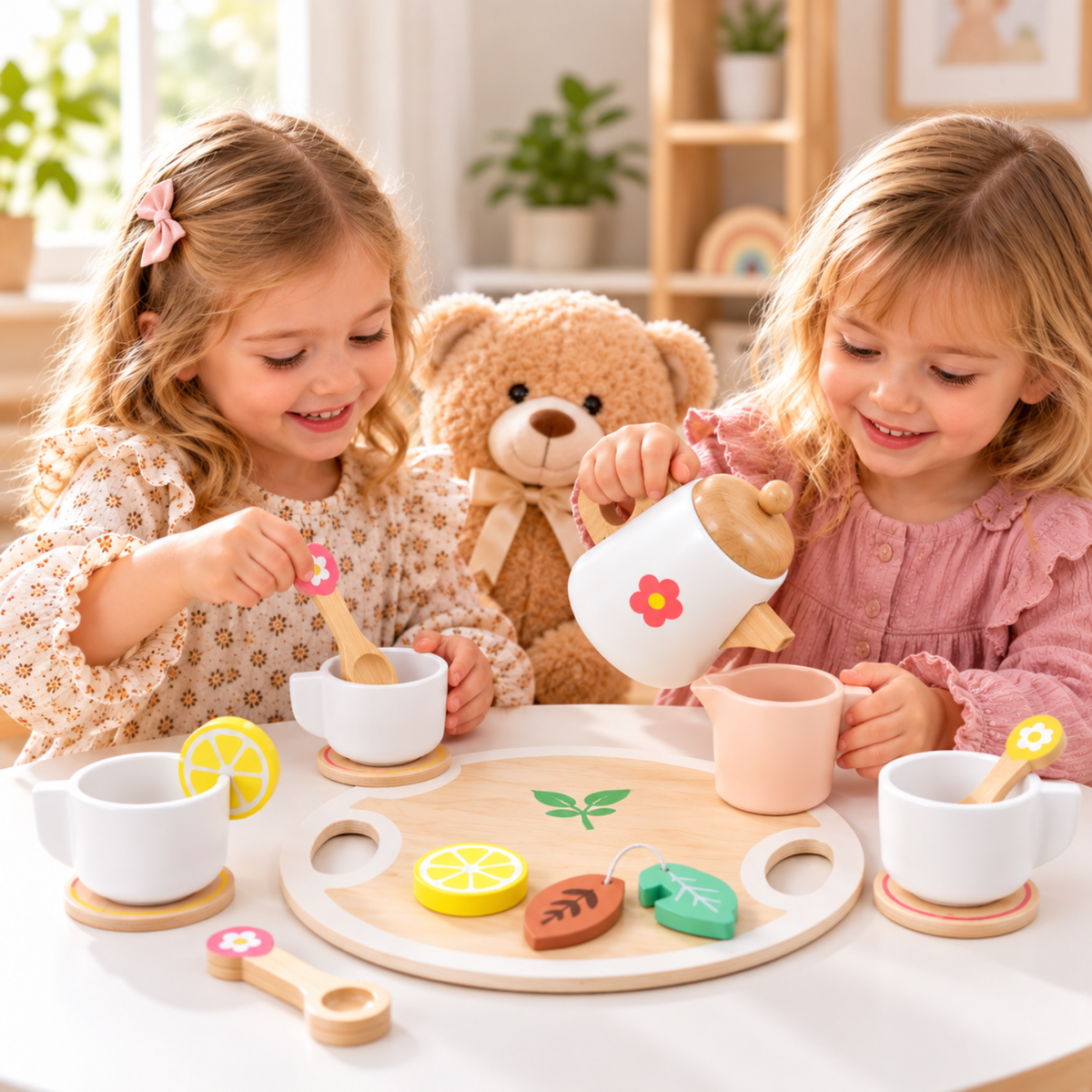 Little Teekie Wooden Tea Party Pretend Play Set