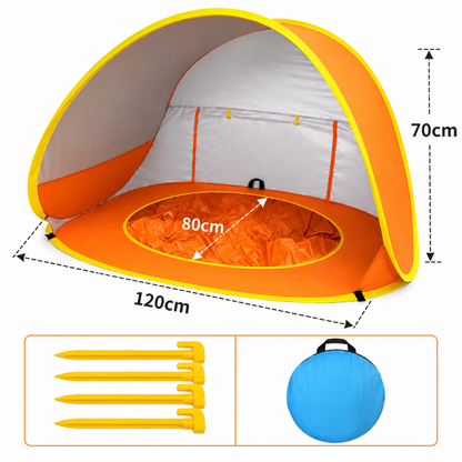 Little Teekie 3-in-1 Baby Beach Tent with Splash Pool | UPF 50+ Pop-Up Sun Shade - Yellow