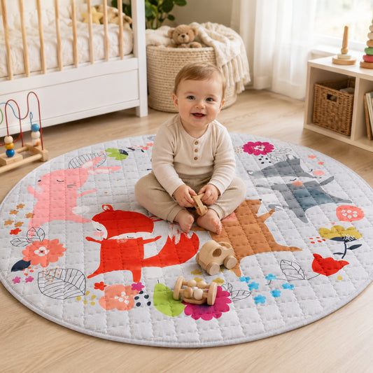Little Teekie Animal Print Quilted Baby Play Mat