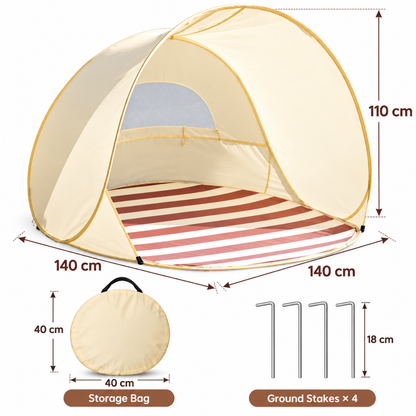 Little Teekie Baby Beach Tent | UPF 50+ Pop-Up Sun Shelter – Vanilla Cream