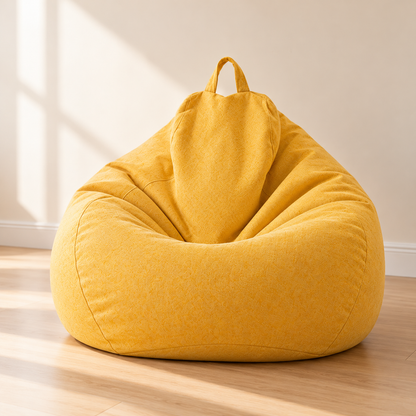 Little Teekie Teddy Boucle Kids Bean Bag Chair Cover | 80cm with Carry Handle – Yellow