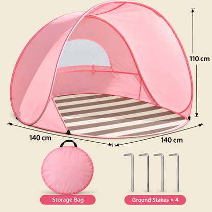 Little Teekie Baby Beach Tent | UPF 50+ Pop-Up Sun Shelter – Blush Pink