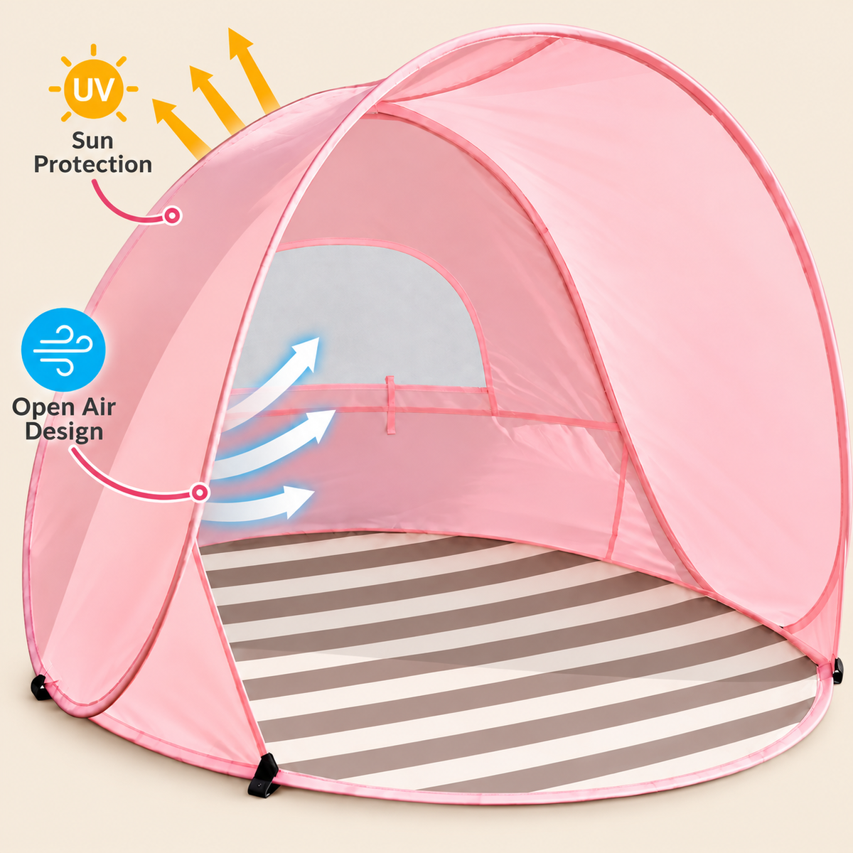 Little Teekie Baby Beach Tent | UPF 50+ Pop-Up Sun Shelter – Blush Pink