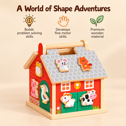 Little Teekie Personalised Wooden Shape Animal Sorter | Engraved Name, Red