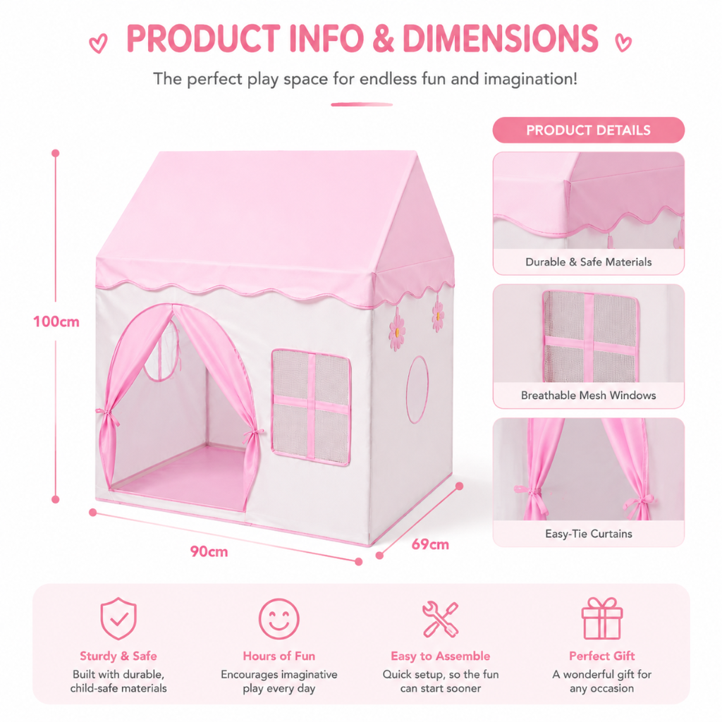 Little Teekie Kids Playhouse Tent Indoor Fabric Play Hut