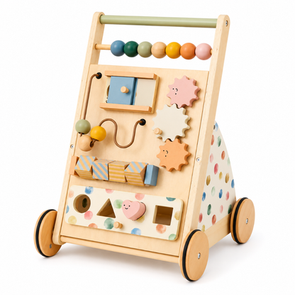 Wooden Baby Walker with Activity Board for Toddlers