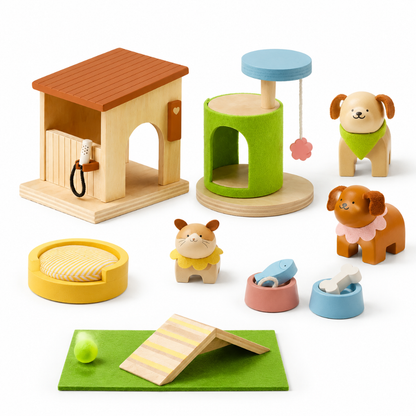 Little Teekie Wooden Pet Care Playset with Dog Figures