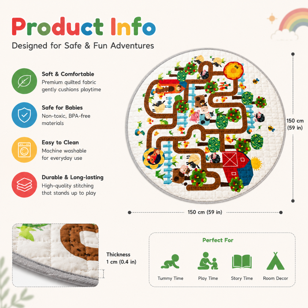 Little Teekie Farm Maze Baby Play Mat