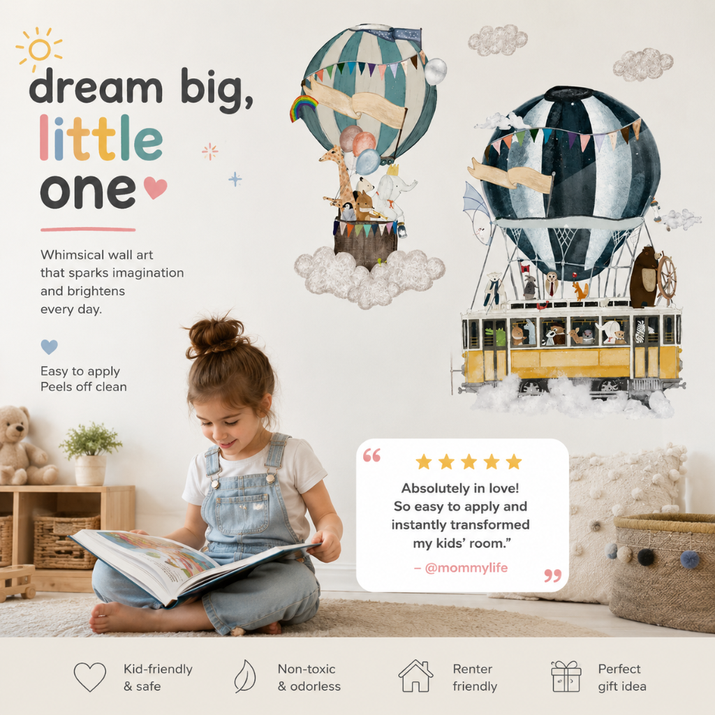 Little Teekie Hot Air Balloon Wall Stickers