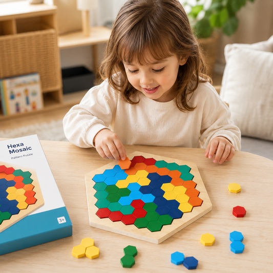 Little Teekies Wooden Hexagon Puzzle Pattern Learning Toy for Kids