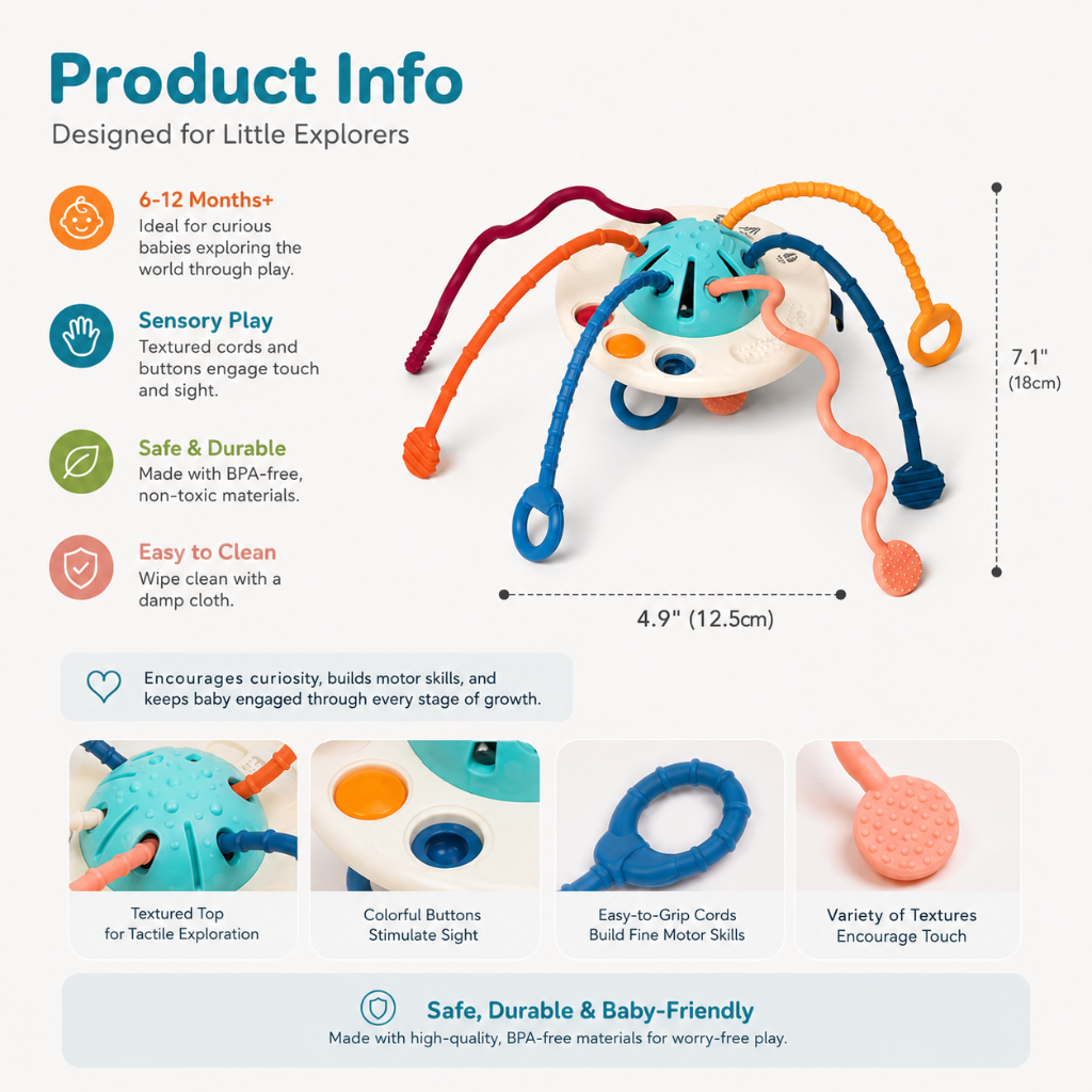 Little Teekies Sensory Pull and Teethe Toy for Babies