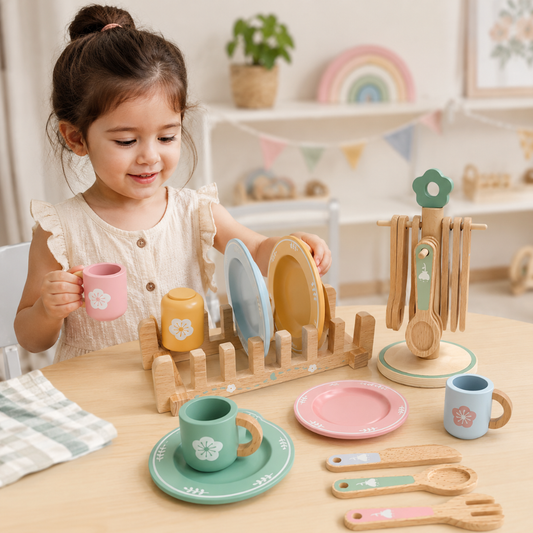 Little Teekie Wooden Play Kitchen Toy Set