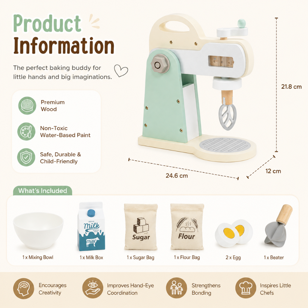 Little Teekie Wooden Mixer Kitchen Play Set