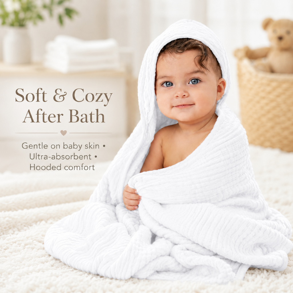 Little Teekie Soft Muslin Baby Hooded Towel Set