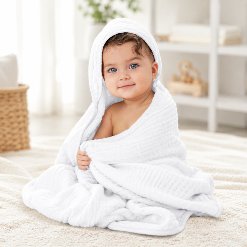 Little Teekie Soft Muslin Baby Hooded Towel Set