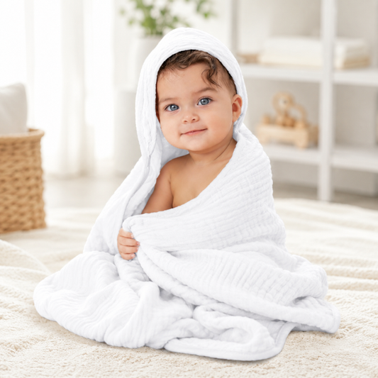 Little Teekie Soft Muslin Baby Hooded Towel Set