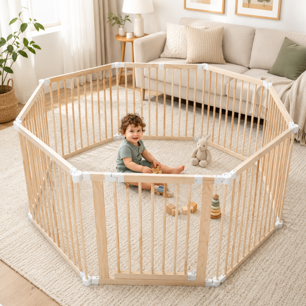 Little Teekie Wooden Baby Playpen Safety Fence