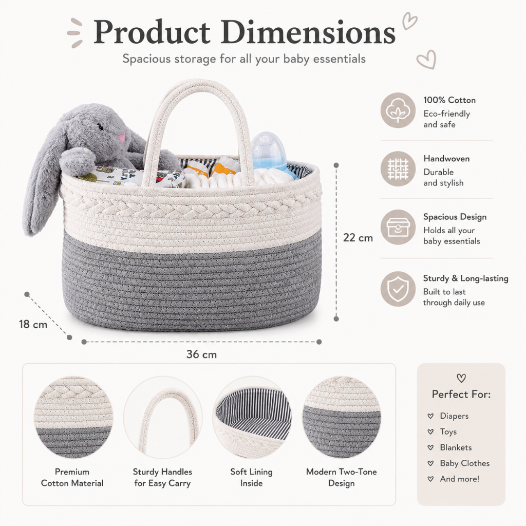 Little Teekie Baby Diaper Caddy Organizer