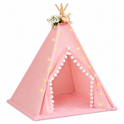 Little Teekies Teepee Play Tent Padded Mat with Pompom for Toddlers