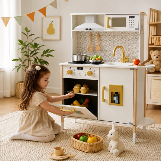 Little Teekie Wooden Play Kitchen Set with Realistic Features