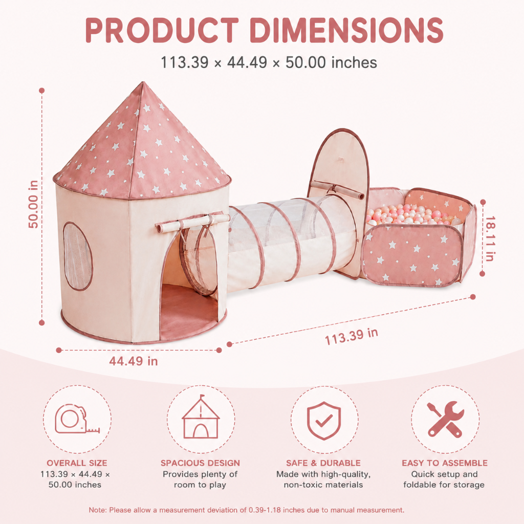 Little Teekie Kids Play Tent with Crawl Tunnel and Ball Pit