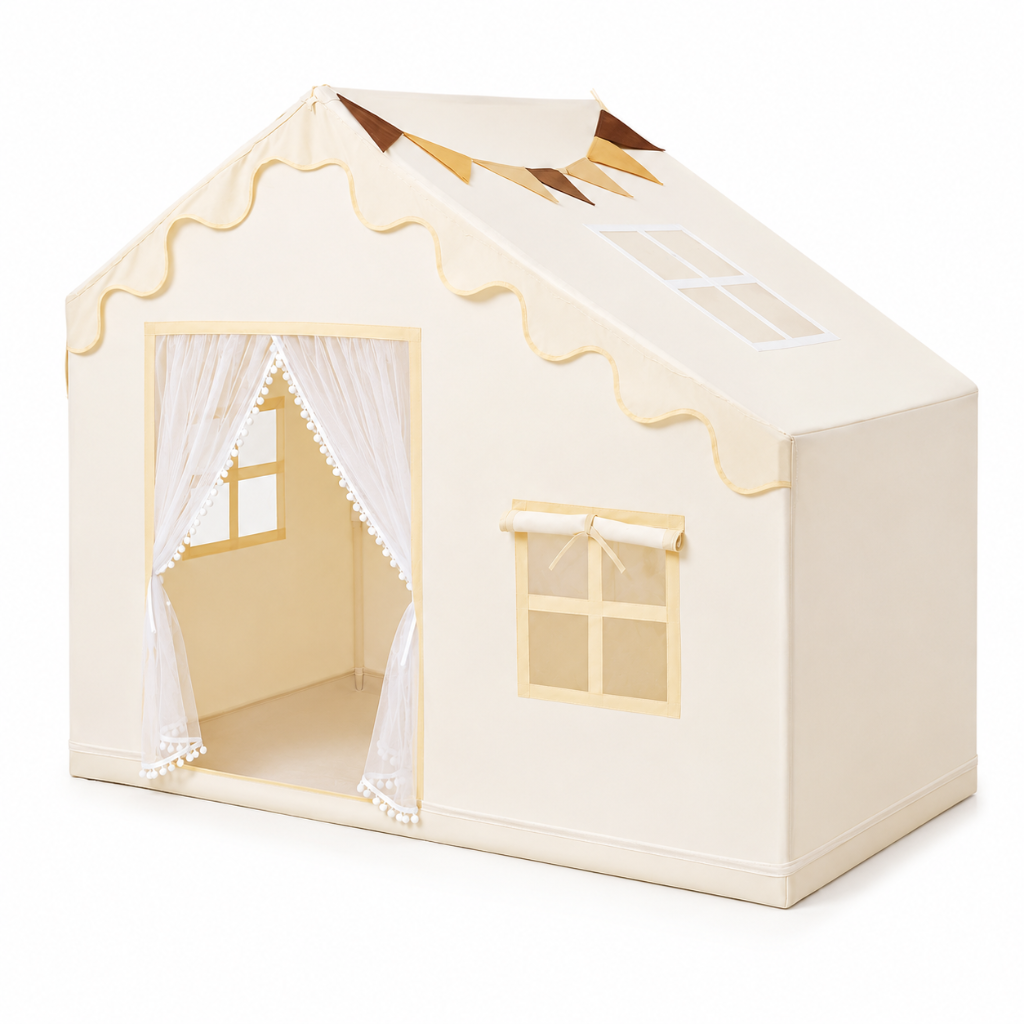 Little Teekie Kids Play Tent with Mat Star Lights and Flags