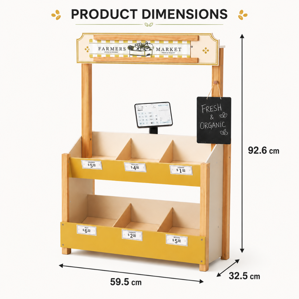 Little Teekie Wooden Farmers Market Play Stand Set