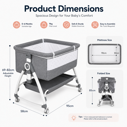 Little Teekie 3-in-1 Adjustable Baby Bedside Bassinet