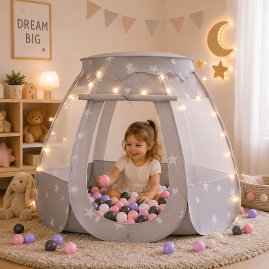 Little Teekie Pop Up Play Tent with Star Lights and Portable Ball Pit
