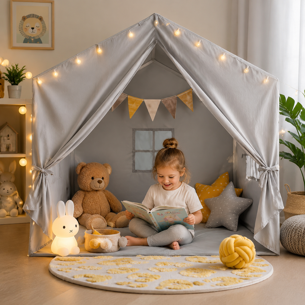 Little Teekie Kids Play Tent with Star Lights and Windows Play House