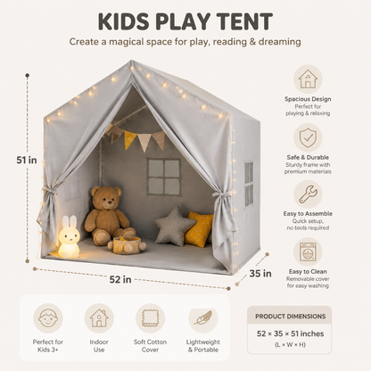 Little Teekie Kids Play Tent with Star Lights and Windows Play House