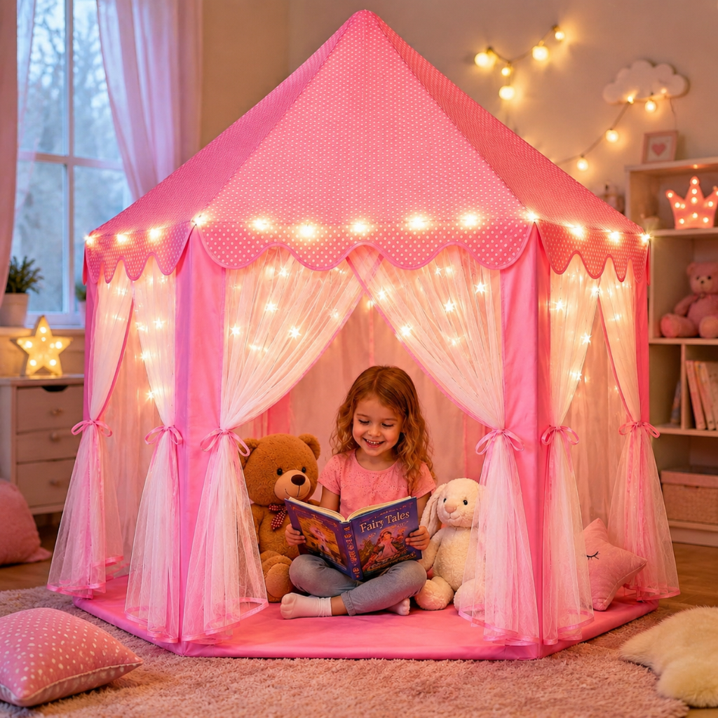 Little Teekie Princess Castle Play Tent with LED Star Lights