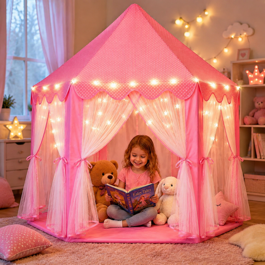 Little Teekie Princess Castle Play Tent with LED Star Lights