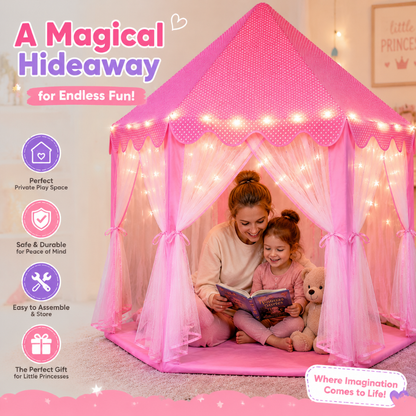 Little Teekie Princess Castle Play Tent with LED Star Lights