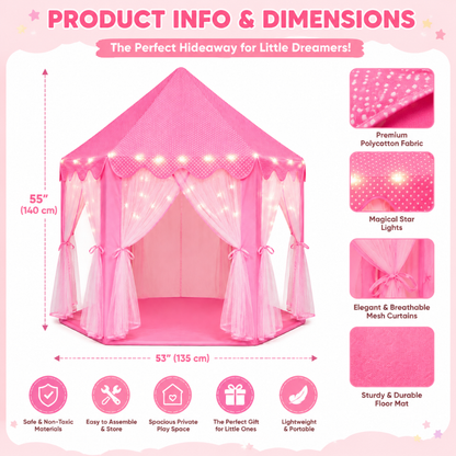 Little Teekie Princess Castle Play Tent with LED Star Lights