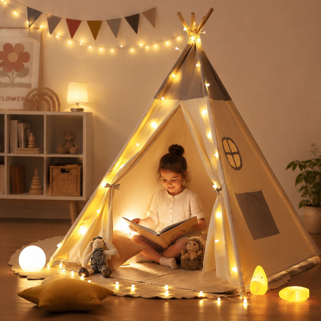 Little Teekie Kids Teepee Tent with Lights and Play Mat