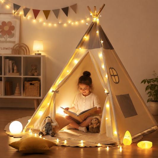 Little Teekie Kids Teepee Tent with Lights and Play Mat